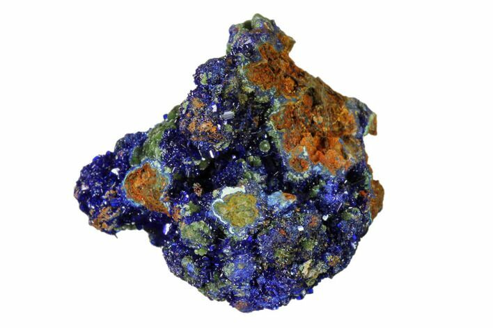 Sparkling Azurite Crystal Cluster with Malachite - Mexico #161290